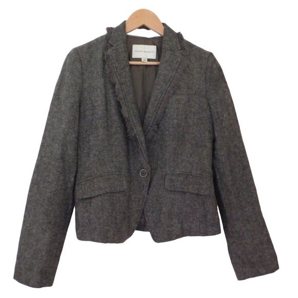 Banana Republic Womens Gray Blazer jacket Herringbone Lined Size 6, Wool Blend - Picture 6 of 6